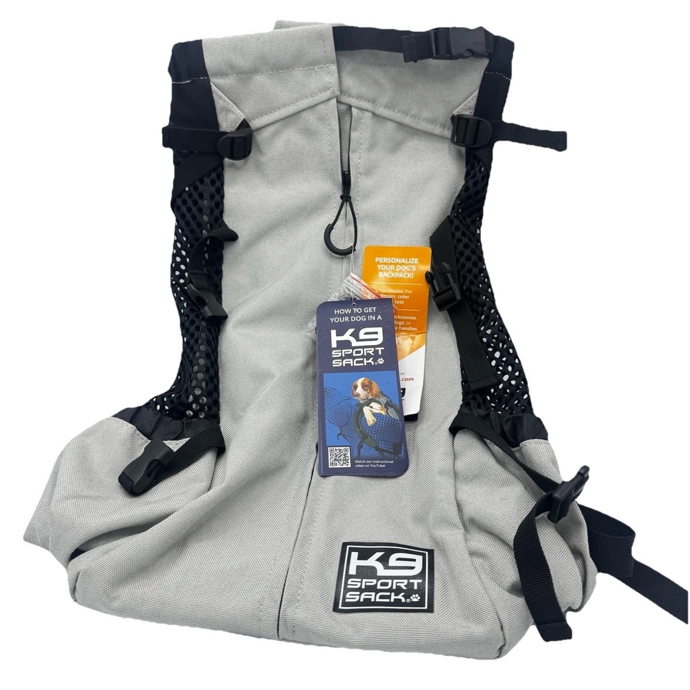 K9 Sport Sack Dog Carrier Backpack in Gray with Black Accents